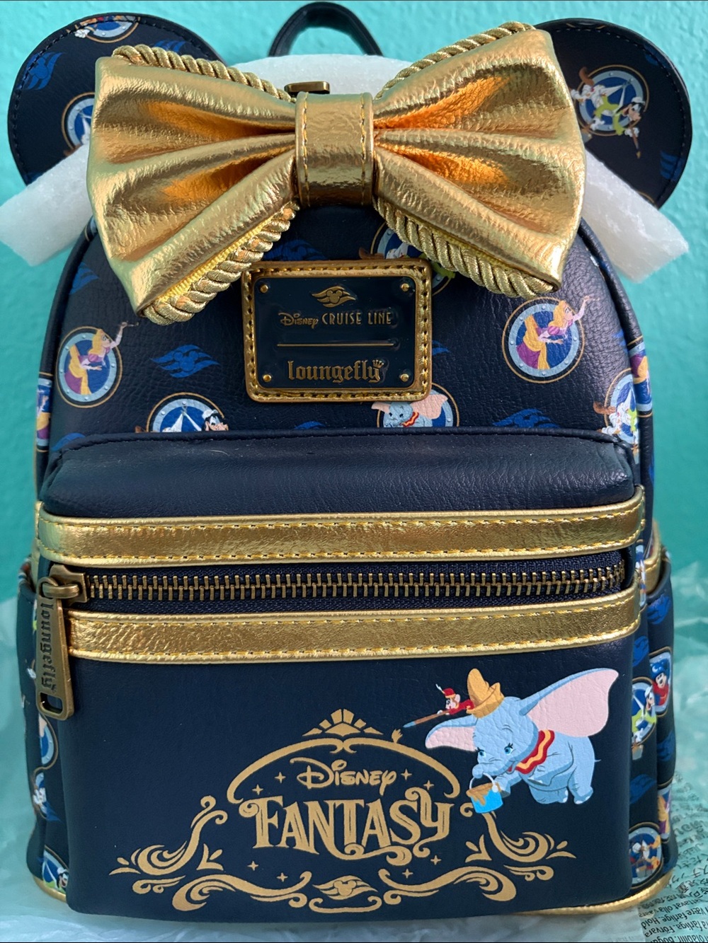Loungefly Disney Cruise Line Exclusive DCL Dumbo Fantasy Backpack Blue Gold BNWT